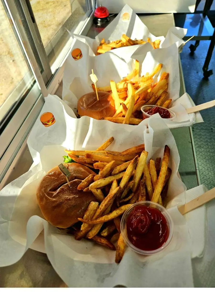 Fresh burger orders lined up